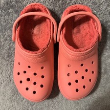 Crocs Classic Lined Clogs Hyper Pink Women 7 Slip on Shoes 203591-6VZ Pre-Owned