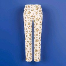 TORY BURCH Jacquard Tapered Trousers Sz.2 Ivory Floral Design NWOT Flat Front