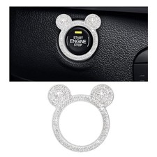 Bling Car Engine Start Button Cover, Rhinestone Key Ignition Knob 1PC White