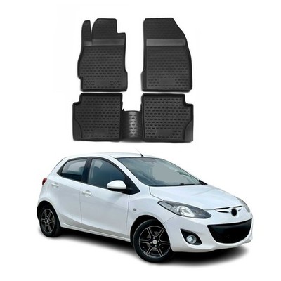 OMAC Floor Mats Liner for Mazda 2 2011-2014 Black TPE All-Weather 4 Pcs