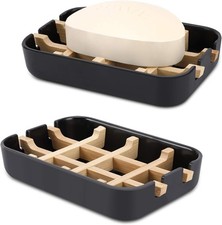 Bamboo Wooden Soap Dishes for Bathroom Bar Soap Holder Shower Soap Holder Sink