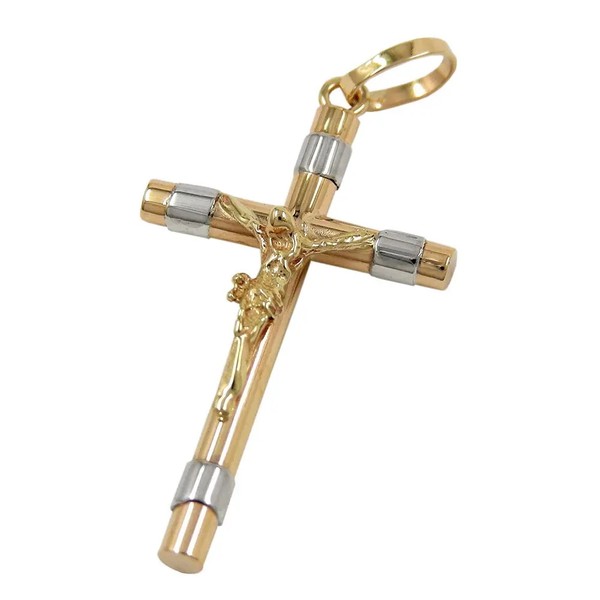 AnhäNger 25X14Mm Kreuz-Jesus Bicolor Rhodiniert 9Kt Go*D | Gallay-image