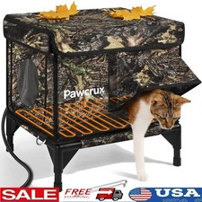 Heated Outdoor Cat House Weatherproof Insulated Cat Shelter W/ Escape Door New