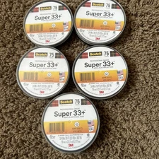 3M Scotch Super 33 Plus Vinyl Electrical Tape Black (7100201470) lot of 5