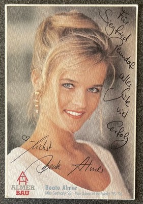 Beate Almer  Miss Germany 1995  original Autogrammkarte Erotik Modell Sexy #1