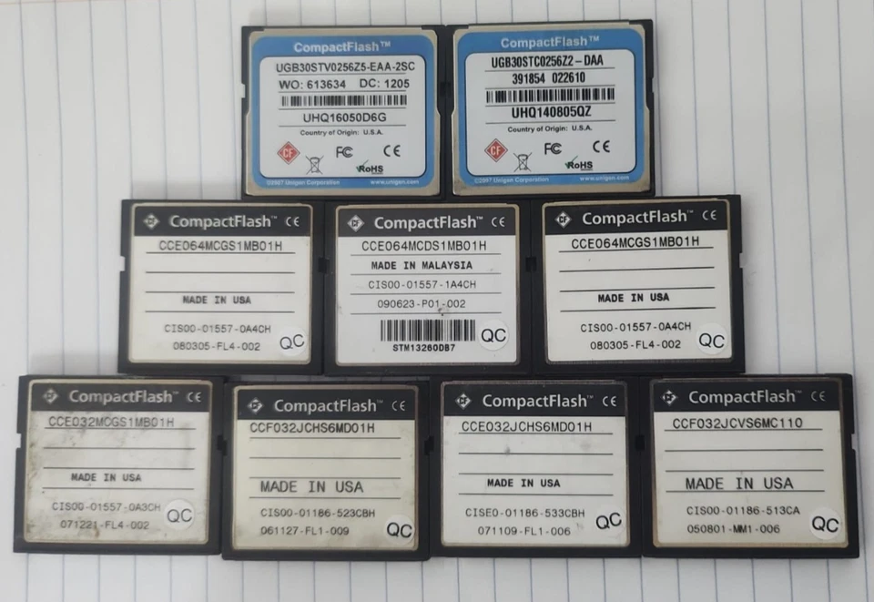 9x Cisco CF Cards:  2x 256MB 16-3574-02, 3x 64MB 16-2647-04, 4x 32MB 16-2648 ... - Image 2 of 2