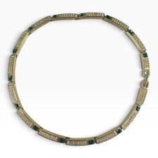 Givenchy Necklace Gold Tone Green Crystal Rhi...