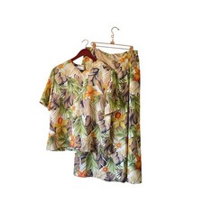 Vintage 80s tropical set with faux wrap style skirt size medium
