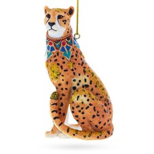 Regal Cheetah Glass Ornament