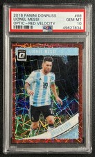 LIONEL MESSI PSA 10 2018 PANINI DONRUSS OPTIC #88 RED VELOCITY PRIZM 31/50