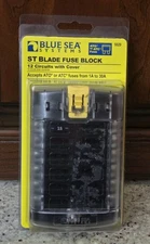 NEW Blue Sea Systems 5029 ST Blade Fuse Block ATO & ATC 12 Circuits With Cover