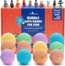 Kids Superhero Bath Bombs Set - 12 Colorful Aromatic Bubble Bombs with Toys