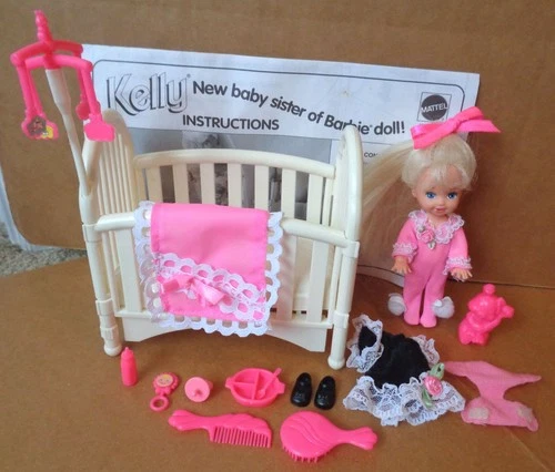 VINTAGE 1995 BEDTIME FUN KELLY BABY SISTER OF BARBIE DOLL PLAYSET #12489 ~NICE
