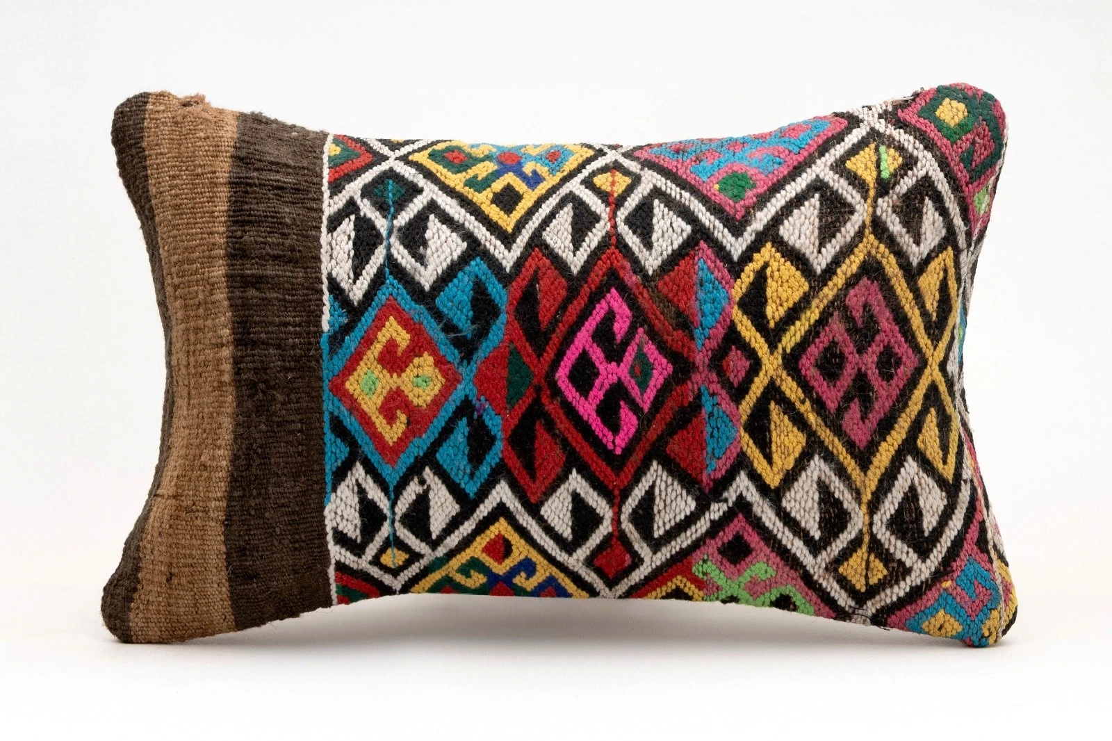 Decorative Pillow Cover, 12x20 in, Turkish Kilim Cushion, Boho Sofa Throw Pillow