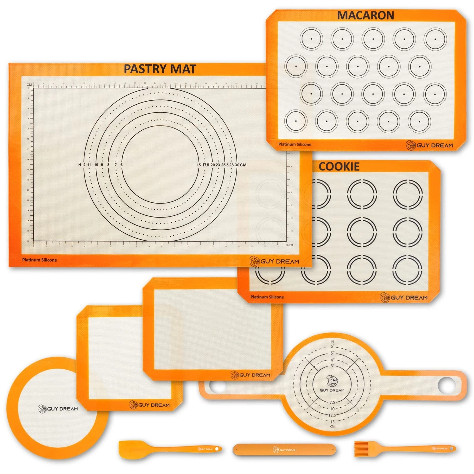 All-in-One Silicone Baking Mat Set - Kneading, Cookie, Macaron, Cake Mats & Brea