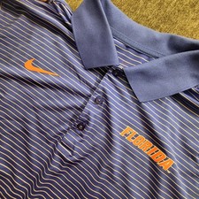 Florida Gators Nike Golf Dri-Fit Polo Shirt Mens XL Blue Striped Performance