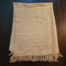 Vintage Brown Hand-Loomed Blanket Lap Throw 52x64" Rustic Fringe Sofa Couch