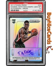 2013 Giannis Antetokounmpo Panini Prizm Silver Prizms RC Rookie Auto /25 PSA 10