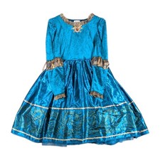 Disney Parks Mérida Valiente Niñas Talla L Azul Princesa Disfraz Vestido Halloween Cos