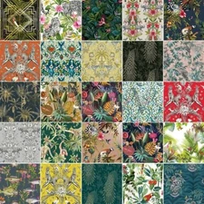 TROPICAL EXOTIC JUNGLE ANIMALS WALLPAPER - LEMUR FISH MONKEY PARROT & MORE