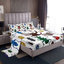 Kid's Sheets Set Twin Size Cute Cartoon Bug Flying s Pattern Bed Sheet Set Soft