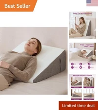 Ergonomic 8-Inch Wedge Pillow for Ultimate Back and Leg Support - Washable Cover