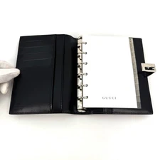 GUCCI Day Planner Notebook Cover All Leather Black Auth Includes Refill