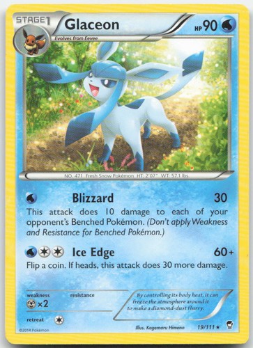 Glaceon 19/111 Rare Furious Fists Pokemon Moderately Played