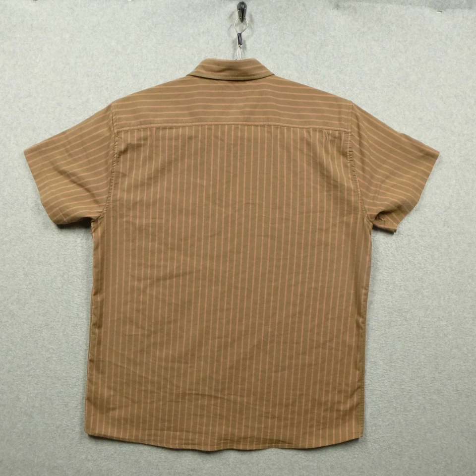 Camisa Brixton Para Hombre Mediana Marrón Rayas Manga Corta Abotonada Informal Trabajo Foto 4 de 4