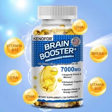 Omega 3 Fish Oil with Ginkgo biloba leaf,Brain Health & Memory Booster,120 Caps