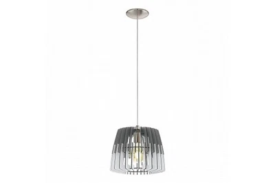 Pendelleuchte Holz Weiß Grau LED tauglich 1x E27 60W/230V Ø30cm Höhe 110cm  - Bild 1 von 3