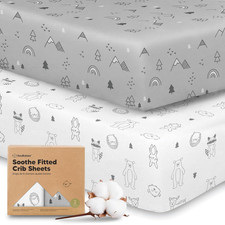 2-Pk Organic Cotton Crib Sheets for Boys Girls 52X28 Woodland