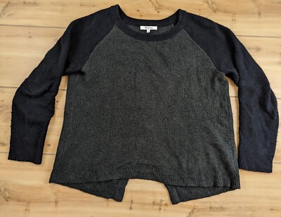 Madewell Province Black Gray Open Cross Back Sweater Women's S Baseball  Sleeve