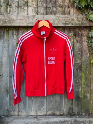 Adidas Vintage 70s 80s full zip tracksuit top jacket red GBXS made