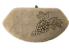 Beaded Vintage Magid Japan Gold Tone Pearl Accents Clasp Closure Clutch Purse