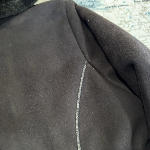 VTG! Marvin Richards Jacket Black Faux Suede Fur Lined Hooded Full Zip M Boho 90 - Picture 13 of 17