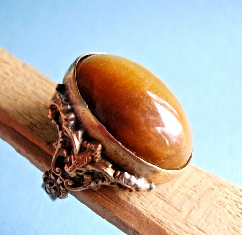 Jjo437 / BAGUE CABOCHON OEIL DE TIGRE / TAILLE RÉGLABLE - Imagen 3 de 5