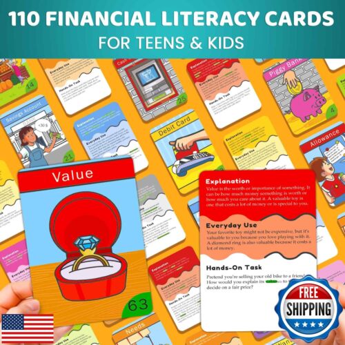QUOKKA Financial Literacy Flash Cards for Teens – 110 Cards Teaching Kis Abou - Picture 2 of 5