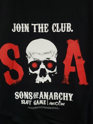NWT Men's Reg XL Official Sons of Anarchy Samcro Skull T-Shirt Slot Promo Black 