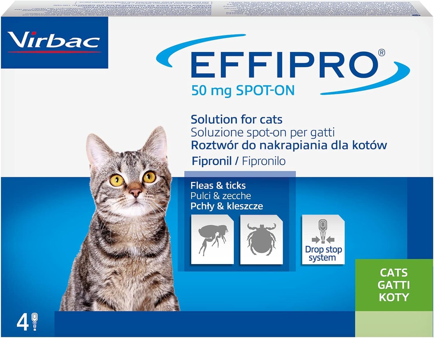 Virbac 104069012 EFFIPRO' CAT 4PIP - Antiparassitario per Gatti, Confezione...