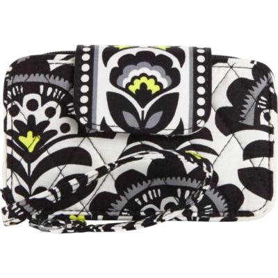 Vera Bradley Smartphone Wristlet Clutch Purse Fanfare Black White Flowers New