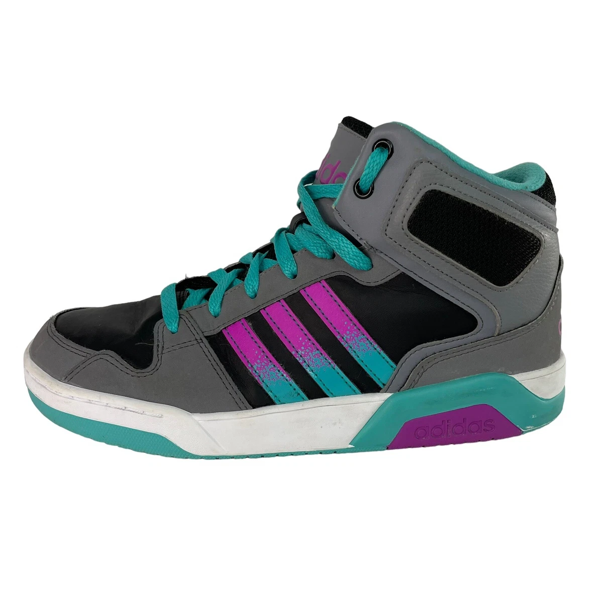 Adidas Neo Retro Mid Top Sneaker Youth Kids Shoes 6.5 Purple Black - Teal | eBay