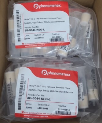 Case/160 Phenomenex Strata-XL-C 100um 2g/20mL Poly Rev. Giga Tubes 8B-S044-KEG-L