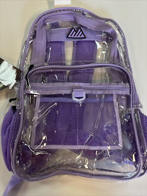 Summit Ridge Clear Backpack 18'' Orchid Purple Trim NEW