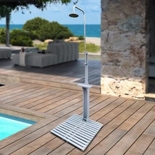 Outdoor Shower Garden Shower W/ Chassis Board Swimming Pool Shower Wood Portable