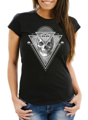 Damen T-Shirt Totenkopf Skull Diamond Diamant Slim Fit Moonworks®