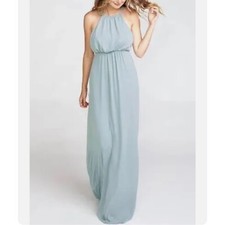 Show Me Your MuMu Maxi Dress XXS Amanda Long Gown Silver Sage Crisp Chiffon NWT