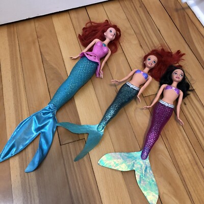 Disney Little Mermaid Barbie Doll Lot 2 Ariel & Sister Quick Change Outfit  Dress | eBay