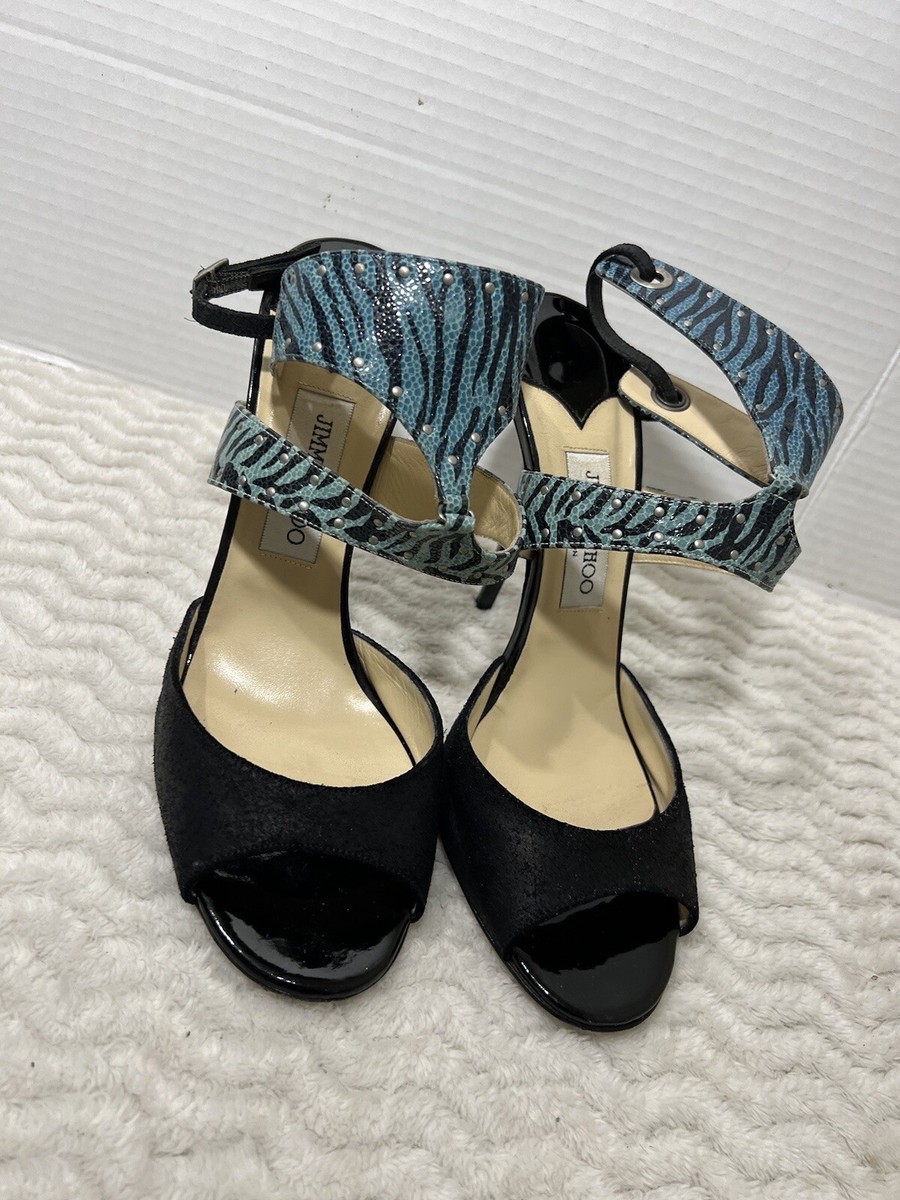 Jimmy Choo Zebra Pattern pumps Sandals Leather Light Blue Jimmy Choo Zebra Pattern pumps Sandals Leather Light Blue
