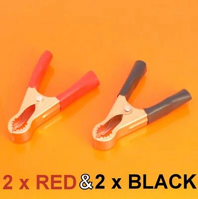 Crocodile Clips 50A 77mm Battery Electrical Wire Cable Insulated Connector 4PCS